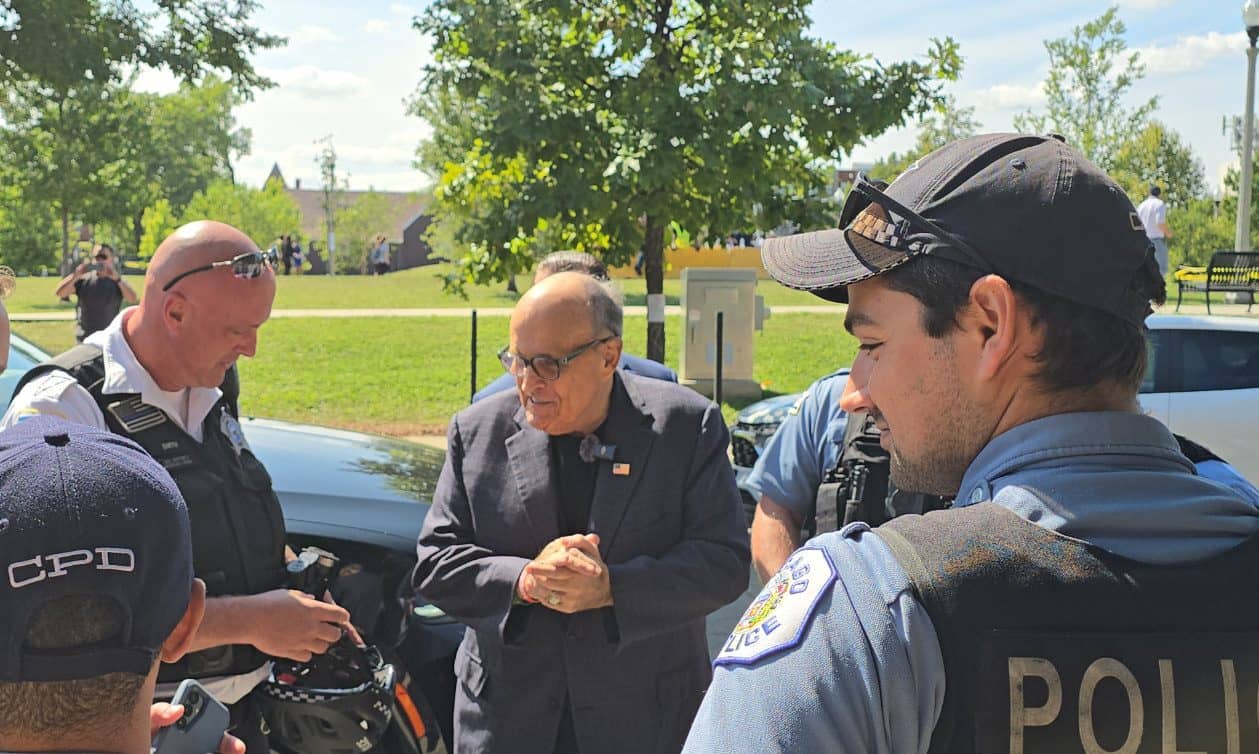 Rudy Giuliani with police officers