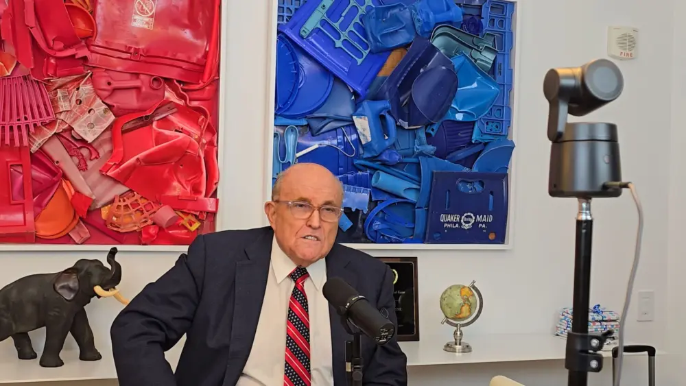Rudy Giuliani on set of America's Mayor Live.