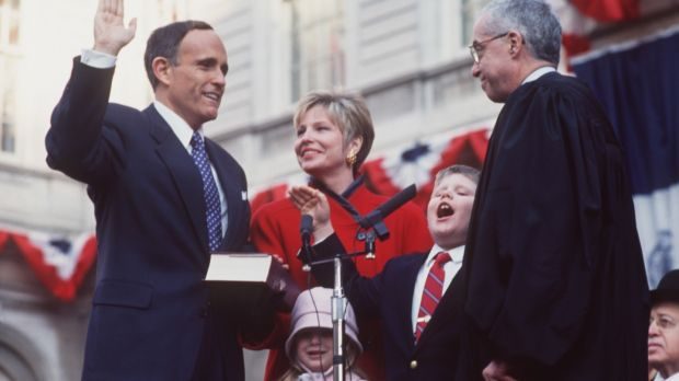 Rudolph W. Giuliani taking the oath of office as Mayor of New York City