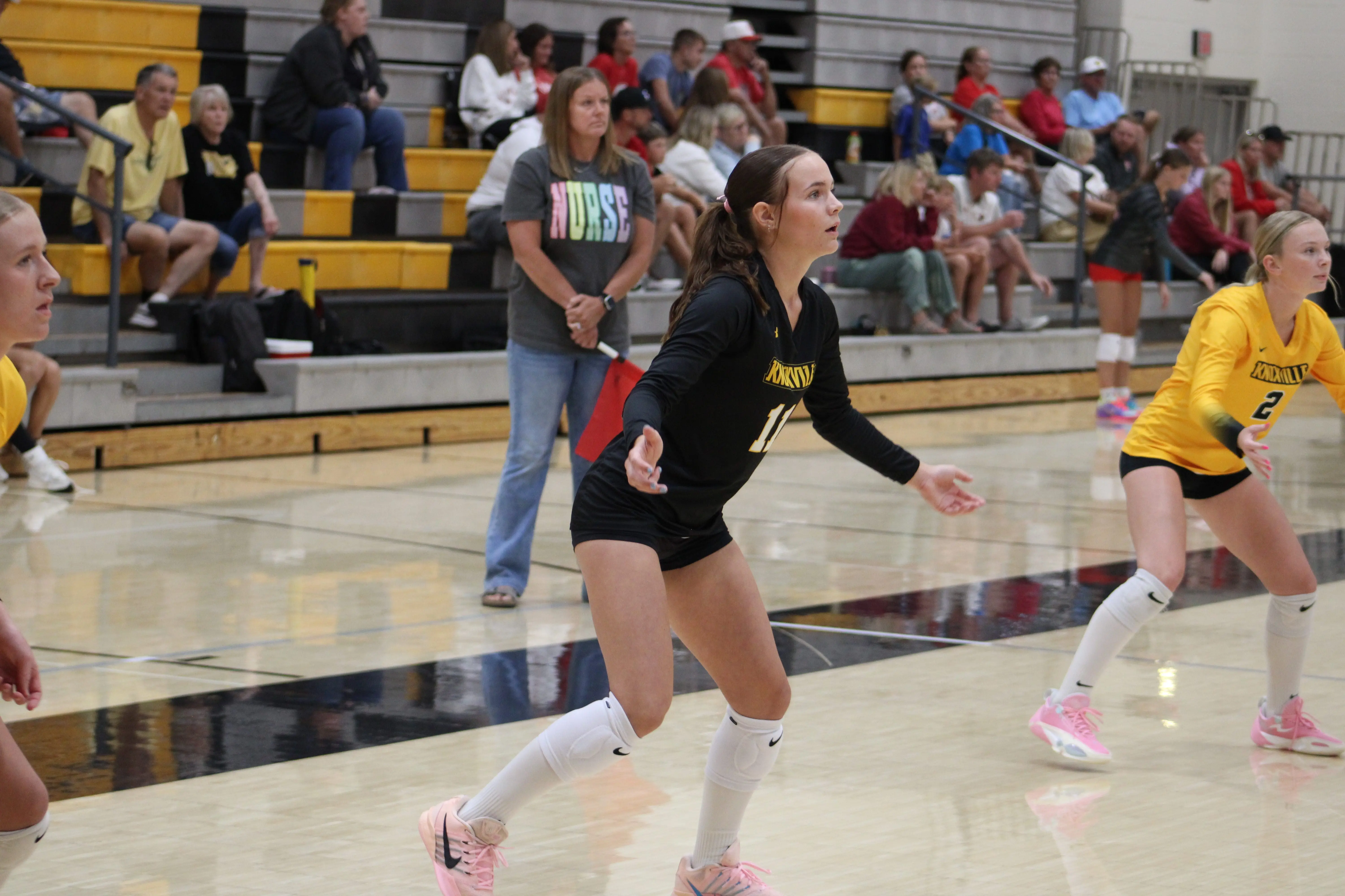 Action shot of Storm volleyball match during the Barb Overton Invite