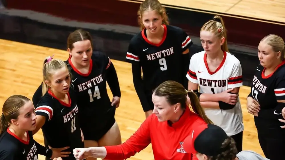 Newton volleyball 2024 season squad warming up before a match