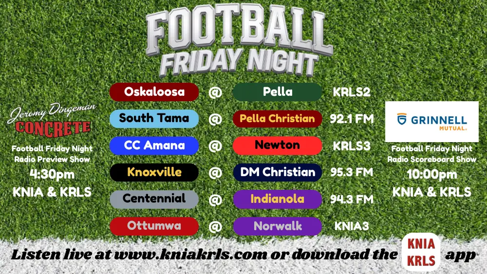 Schedule F Tonight's Football Friday Night Schedule – 10-9-26 | KNIA - KRLS