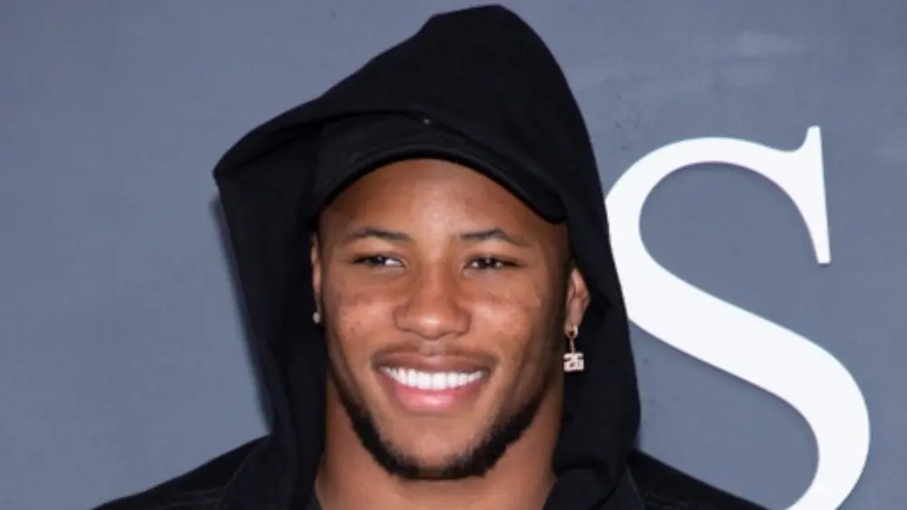 NFL running back Saquon Barkley attends Apple TV+ premiere of "The Servant" at BAM Howard Gilman Opera House^ Brooklyn Brooklyn^ NY^ USA - November 19^ 2019