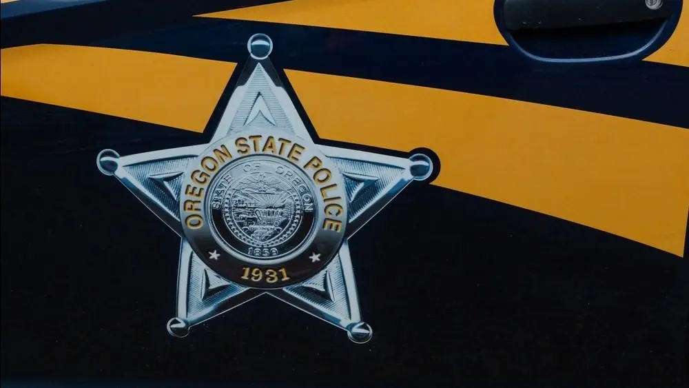 Oregon State Police star on the police car Salem^ Oregon^ USA - May 28th^ 2022