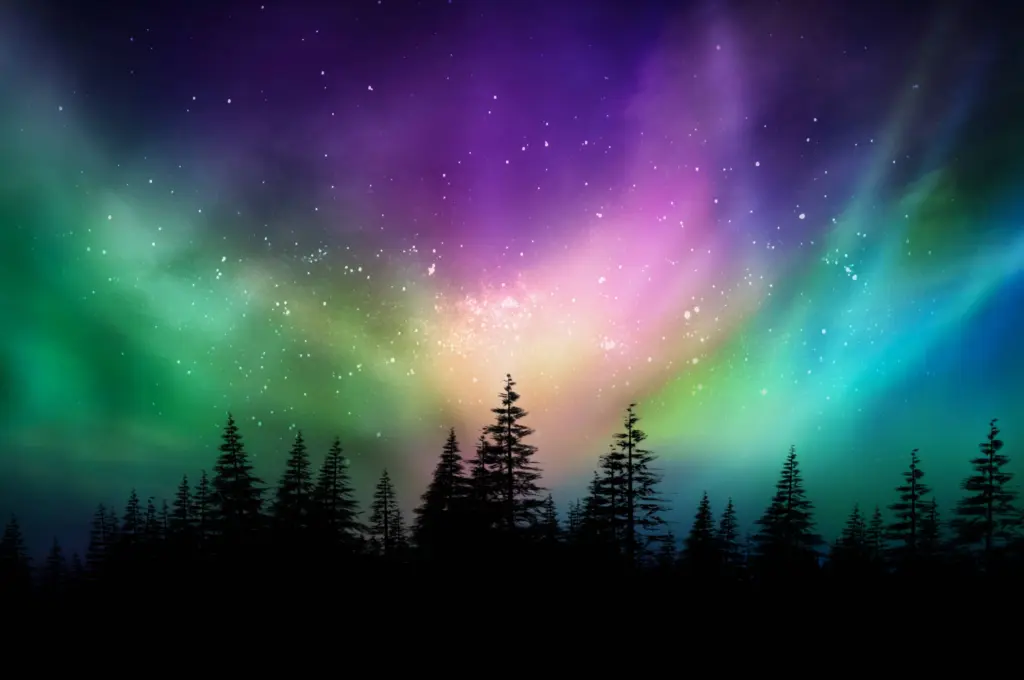 multicolorednorthernlightsauroraborealisoncanadianforest