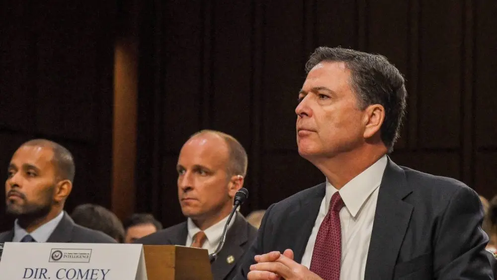 Former FBI Director James Comey testifies in front of the Senate Intelligence Committee during hearing in the Hart Senate Office building Washington DC^ USA^ June 8^ 2017