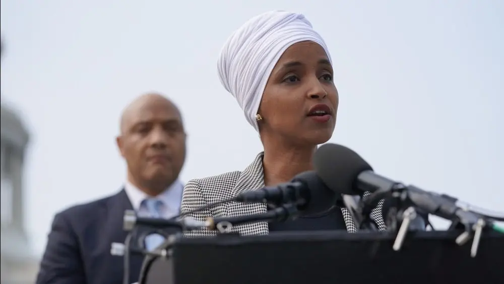 Rep. Ilhan Omar (D-MN) speaks at a press conference on Capitol Hill Washington^ DC – July^ 2021