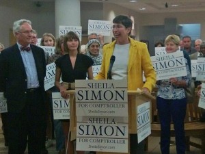 Sheila Simon, announcing her candidacy for comptroller in Carbondale in 2014.