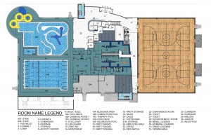 Floor plans for the first floor of the HUB Recreation Center. Photo courtesy of http://www.thehubmarion.com