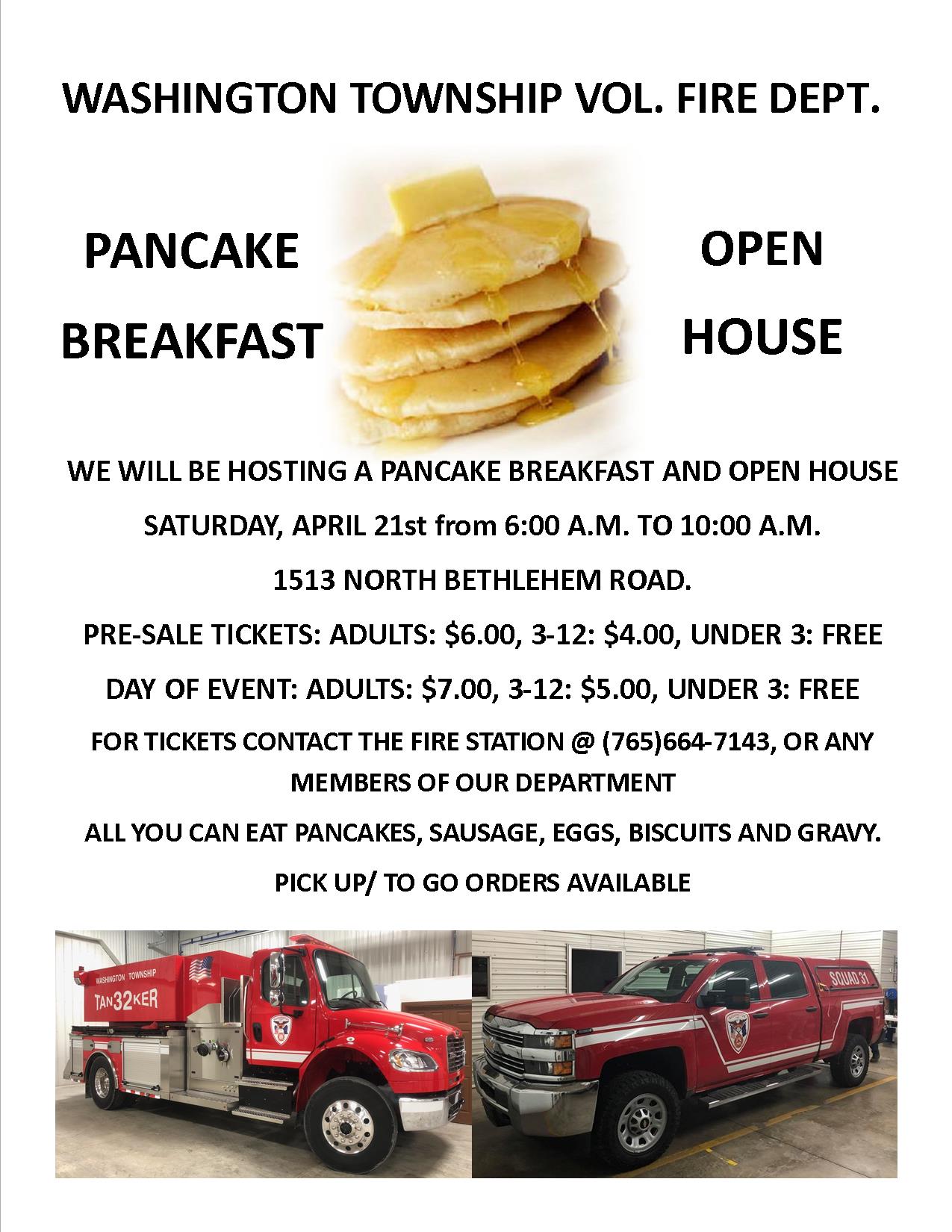 Washington Twp Fire Dept. Pancake Breakfast WCJC