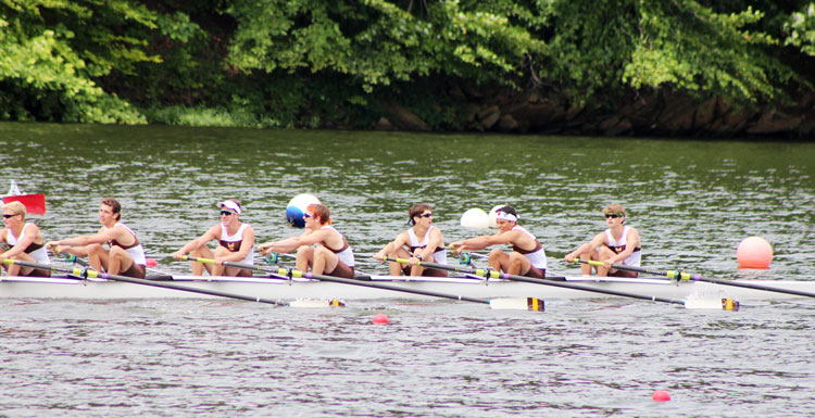 Members of the Brunswick Crew take to the water during the National Schools Championship Regatta. (photo courtesy of Brunswick School)