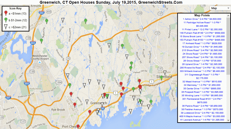 Greenwich Open House Map for July 19, 2015