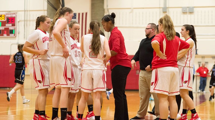 head coach chrys hernandez talks to her greenwich high school girls basketball team during a timeout john ferris robben photo