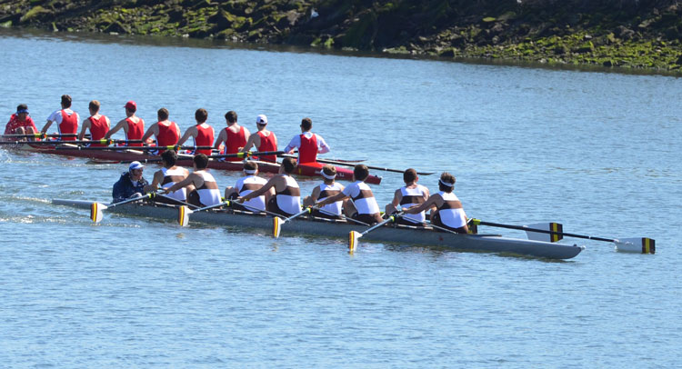 The Brunswick Crew team takes to the water against Fairfield Prep. (photo courtesy of Brunswick Athletic Department)