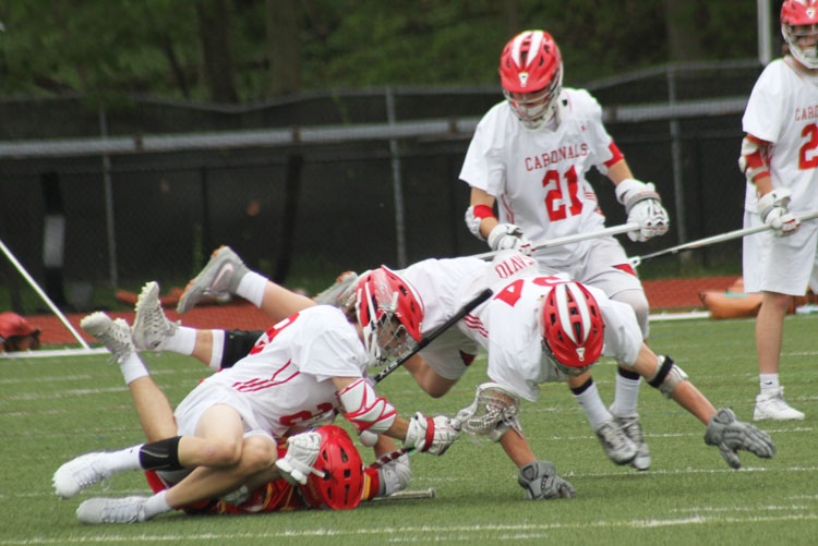 The Greenwich High School lacrosse team took on a talented Chaminade squad at Cardinal Stadium during a recent game. (Avery Belicka photo)