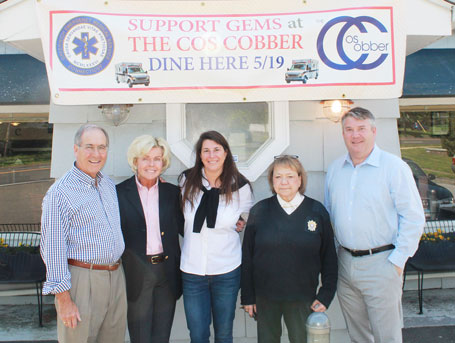 From left to right: John Raben, GEMS Board President, Ann Hagmann, GEMS Board Member and Event Coordinator, Caren Vizzo, Cos Cobber Owner, Charlee Tuft, Executive Director of GEMS, James Higgins, Board Secretary.