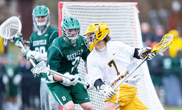 Brunswick School's Alex Buckanavage looks to get past the Deerfield defense during a recent game.