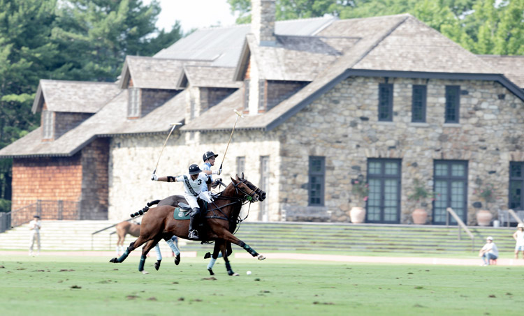 Mariano Aguerre, the number three player for White Birch, takes on Tomas Garcia del Rio, the number three Northwood player in a heated final match of the Butler Handicap tournament. (John Ferris Robben photo)