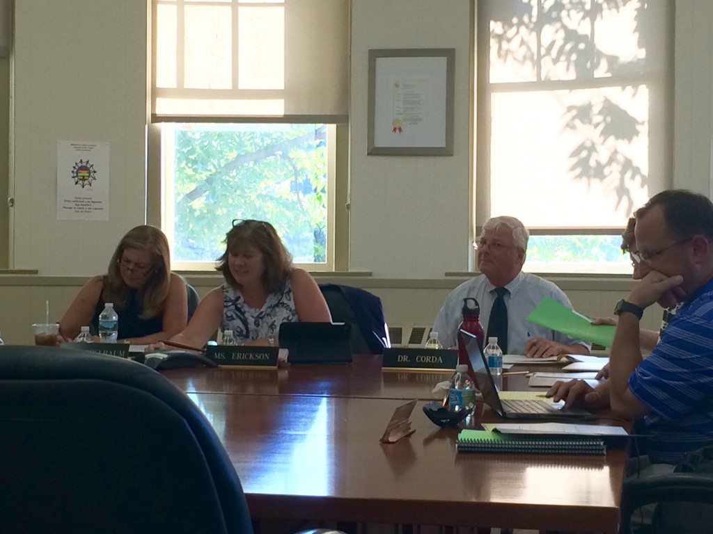 Interim Superintendent Dr. Salvatore Corda and members of the Board of Education spoke in favor of keeping the New Lebanon students in their existing school while construction on a new school is set to take place next door at Tuesday's meeting. (Evan Triantafilidis Photo)