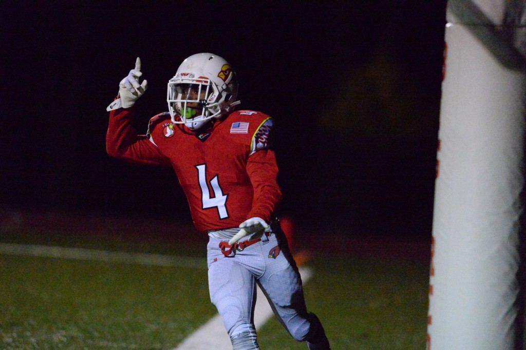 Greenwich senior captain and wide receiver Tyler Farris celebrates after scoring a touchdown (John Ferris Robben photo)