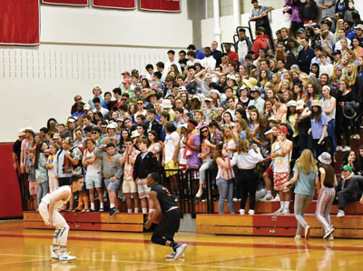 The Greenwich High School Cardinal Crazies were out in force Tuesday night, cheering on the home team to a 59-50 victory over the Black Knights. (Paul Silverfarb photo)