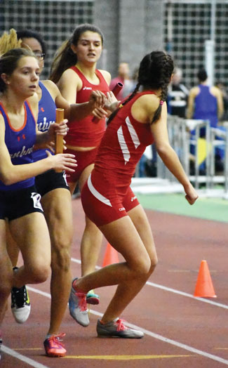The Greenwich High School relay teams had some stellar times during this year's FCIAC championship meet. (Paul Silverfarb photo)