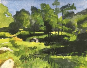 Deborah Pierce Bonnell’s painting of J. Alden Weir’s Palace Car, the cottage he used as a movable studio on Weir Farm. (contributed photo)