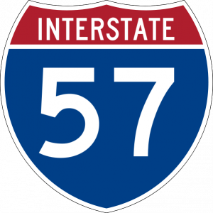 interstate road sign for 57 highway