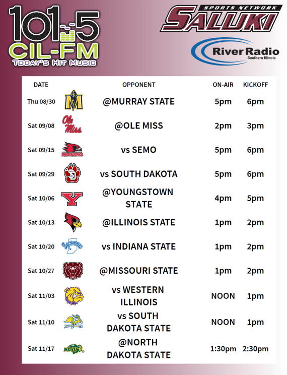Click Here for the Saluki Football Schedule! 103.5 ESPN