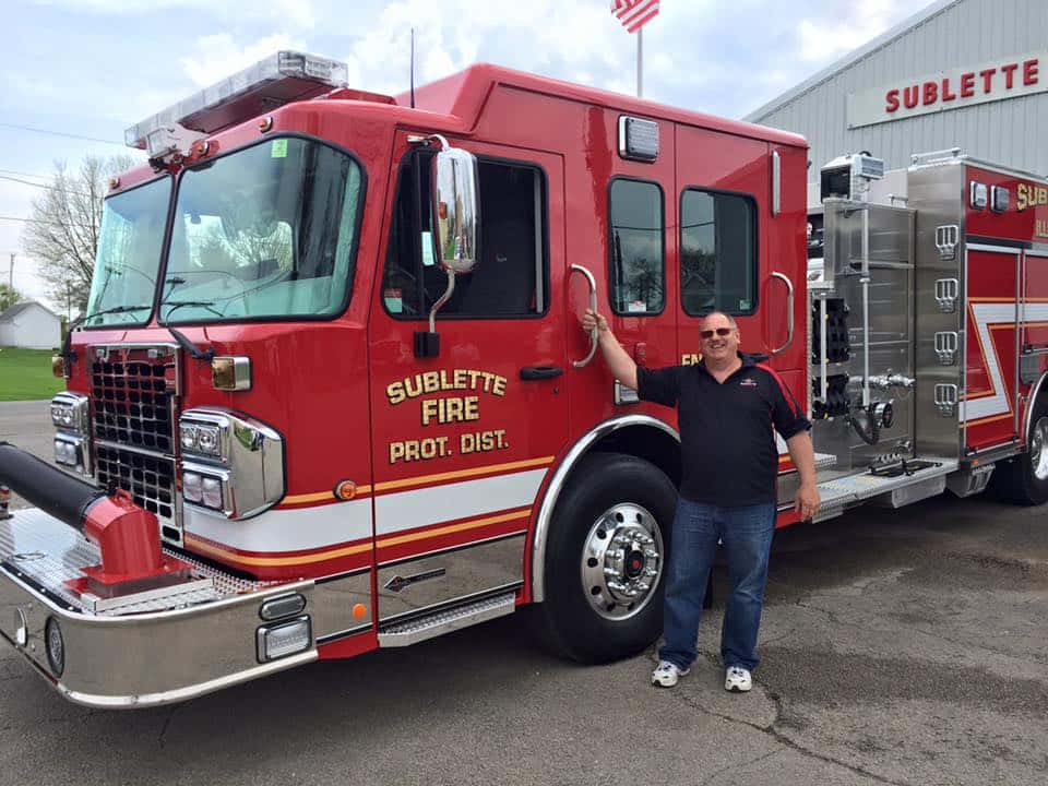 Sublette Fire Chief Doug Erbes with the new engine