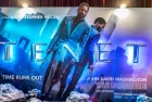science fiction spy film from Christopher Nolan TENET display at the cinema to promote the movie