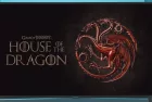 'House of Dragons' HBO MAX TV series on big tv screen. Game of Thones house of dragons television show at home