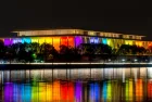 The Kennedy Center is illuminated in a rainbow of colors in recognition of the upcoming Kennedy Center Honors. Washington^ DC / USA - November 19^ 2019