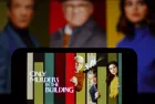 Hulu's 'Only Murders in the Building' Season 4 logo displayed on smartphone screen.