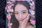 Photocard of girl group singer Kim Ji Soo or Jisoo of Blackpink. photocard of Jisoo blackpink isolated on blue background.