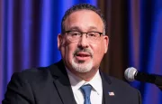 Secretary Miguel Cardona^ Department of Education at NAN 2023 Convention at Sheraton Times Square in New York on April 12^ 2023