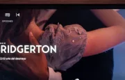 Netflix app on tv screen playing "Bridgerton"