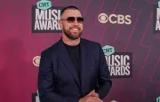 Travis Kelce attends the 2023 CMT Music Awards at Moody Center on April 2^ 2023 in Austin^ Texas.