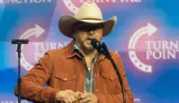 Jason Aldean speaks at a Donald Trump election rally at the Gas South Arena in Duluth^ Georgia. Duluth^ Georgia^ October 23^ 2024
