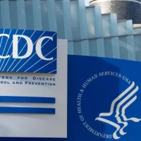Closeup of the CDC logo seen at the Edward R. Roybal campus^ the headquarters of the Centers for Disease Control and Prevention (CDC) in Atlanta^ Georgia. Atlanta^ GA^ USA - June 15^ 2022