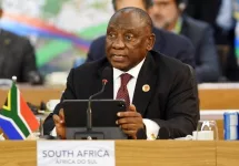 Cyril Ramaphosa^ President of South Africa^ during a meeting at the G20 plenary. Rio de Janeiro^ Brazil^ November 19^ 2024