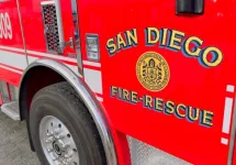 San Diego (CA) Fire Department truck close up. San Diego^ CA - July 2^ 2022