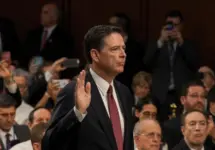 Former FBI Director James Comey testifies in front of the Senate Intelligence Committee during hearing in the Hart Senate Office building June 8^ 2017^ in Washington DC.