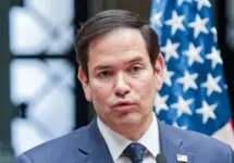 Secretary of State Marco Rubio speaks at a press conference after meeting with President Bernardo Arevalo. Guatemala City^ Guatemala. 02-05-25