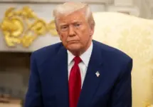 President Donald Trump in the White House in Washington DC. WASHINGTON D.C.^ USA - April 7^ 2025