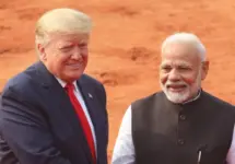 U.S. President Donald Trump^ Indian President Ram Nath Kovind during a ceremonial at the presidential palace NEW DELHI^ INDIA - February 25^ 2020