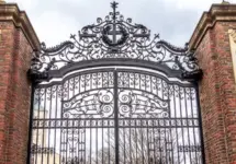 The iron gates of Harvard in Cambridge^ MA^ USA.