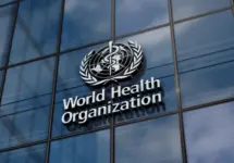 WHO World Health Organization headquarters glass building concept. Agency of the United Nations office sign on front facade 3d illustration. Geneva^ Switzerland^ June 15^ 2023