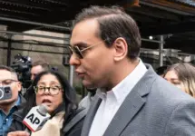 Congressman George Santos attends pro-Trump supporters rally at New York criminal court on April 4^ 2023