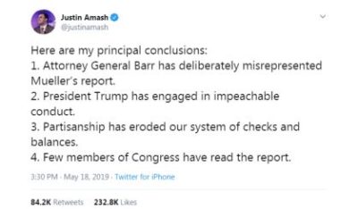 Image result for justin amash impeachment tweets